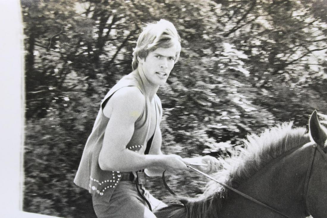 Kenn Duncan Photographs; Hot Cowboy on Horse & w/Doberman: Kenn Duncan American Photographer 1928-1986. Lot of 3 B&W photos of a man in a studded western outfit, on a horse & with a doberman pinscher. Undated but from 1968-1983. From the archive of After Dark