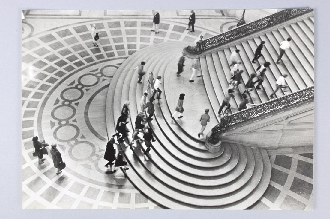 Malcolm E. Barker Photography; San Francisco City Hall Stair Case: Malcom E. Barker, American Photographer b. 1933. This is a photograph of the San Francisco City Hall Stair Case. This photo is undated but is from 1968-1983. Quantity: : 1 Size 9.25 x 13.25 in Photogr