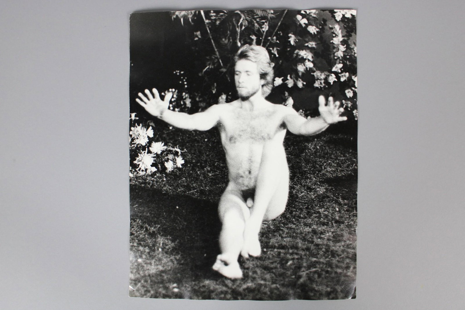 B&W Photos of Ron Hamm & Kathy Walker in "Original Naked Sin": Lot of 5 B&W nude photographs of actors Ron Hamm & Kathy Walker playing Adam & Eve in "Original Naked Sin". Undated but from 1968-1983 from the archive of After Dark magazine. Quantity: 5 Size 14 x 11