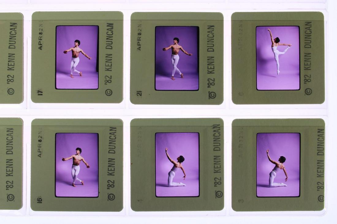 Kenn Duncan Photographs; Nude Male Ballet Dancer Marshall Lucas: Kenn Duncan American Photographer 1928 -1986. This lot includes over 10 contact sheets of nude male ballet dancer, Marshall Lucas and Bill Como photograph for After Dark Magazine. It also includes thr