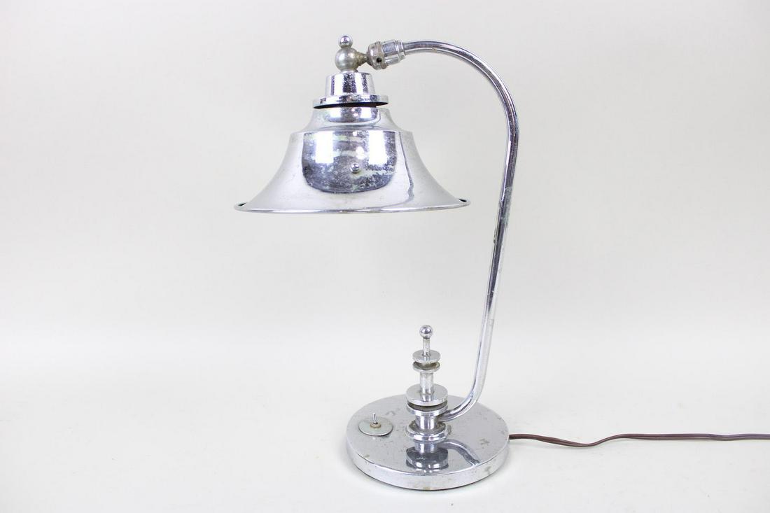 Art Deco Faries Chrome Desk Lamp with Bell Shade, Industrial (1 of 13)
