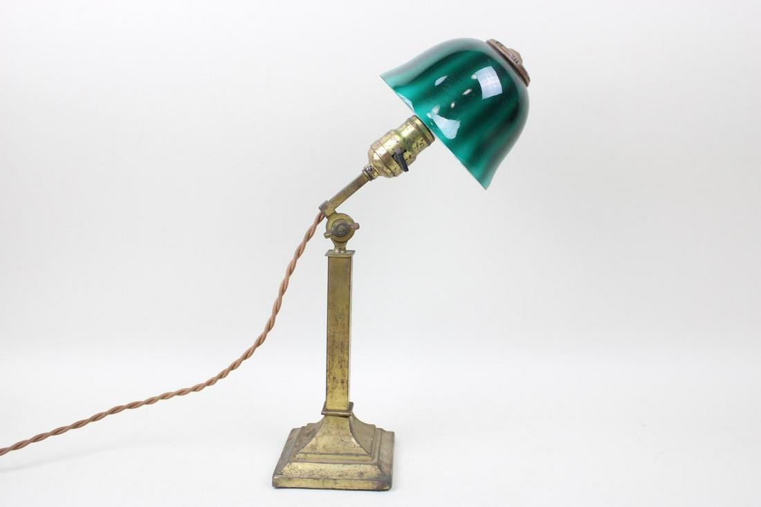 Banker's Desk Lamp with Watermelon Emeralite Shade (1 of 11)