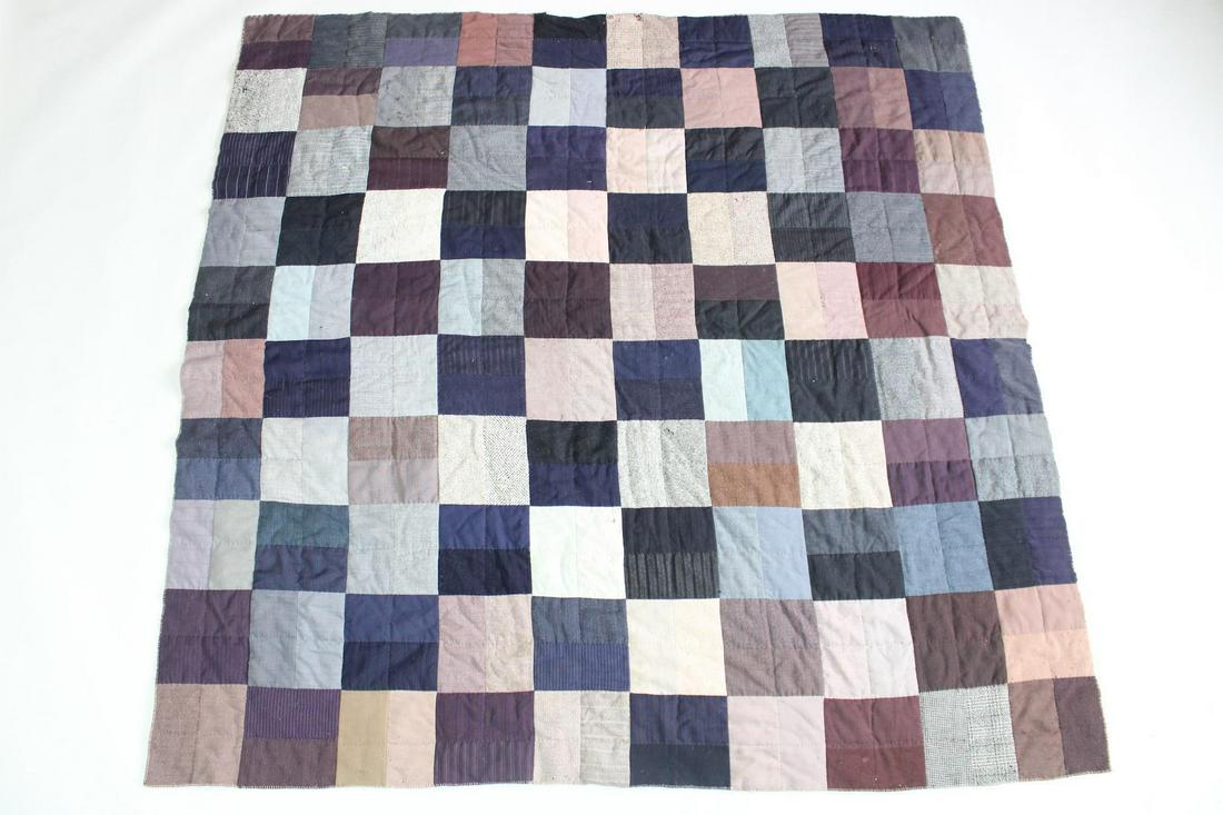 Folk Art Patchwork Squares Quilt, Primitive Cubism (1 of 14)