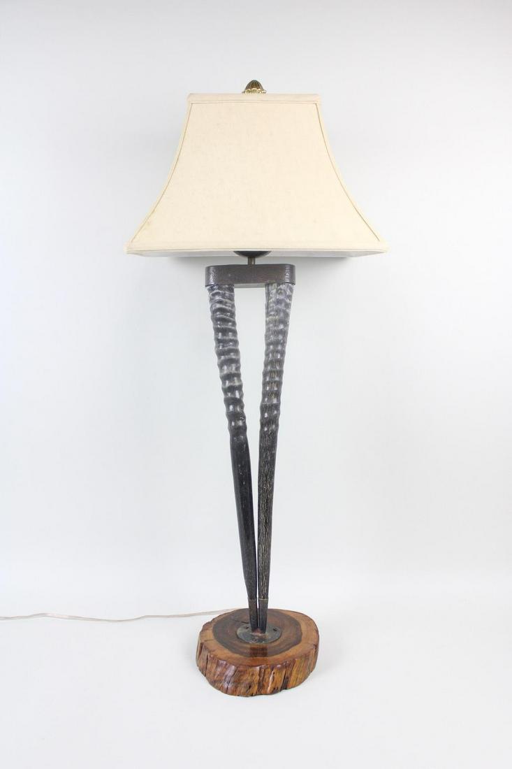 Antelope Horn Lamp on Wood Base (1 of 13)