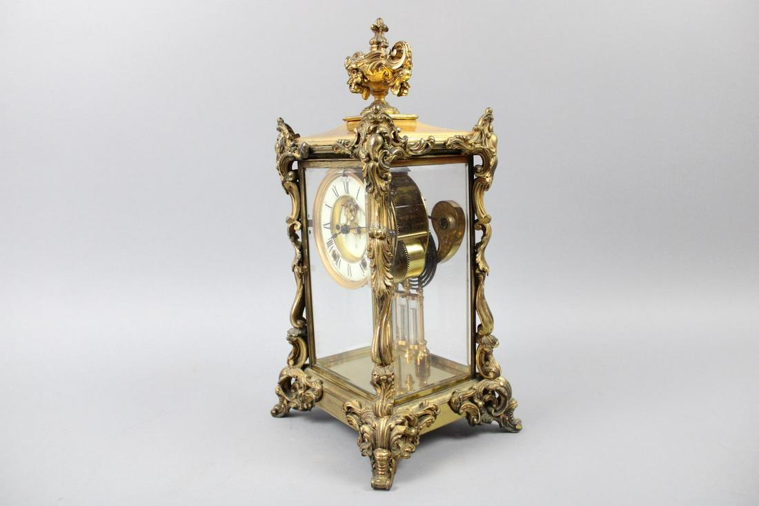 Ornate Rococo Ansonia Crystal Regulator Mantel Clock (1 of 15)