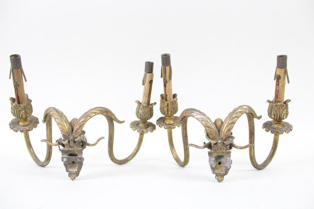 Pair of Bronze Rams Head Electric Sconces (1 of 11)