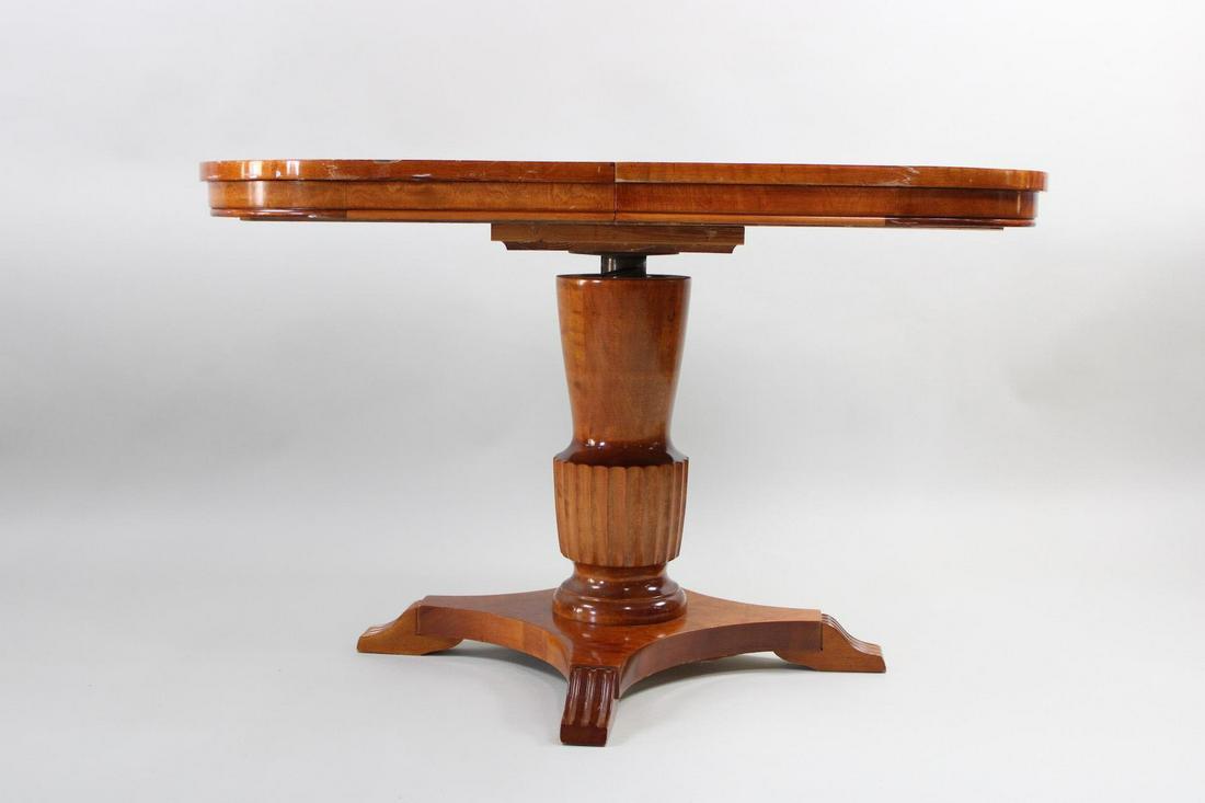 Biedermeier Pedestal Table w/ Adjustable Height Figured Wood Top (1 of 10)