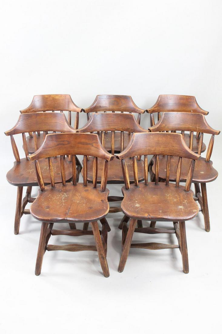 Set of 8 Hunt Country Rustic Tavern Dining Chairs, 3 of 4 (1 of 8)