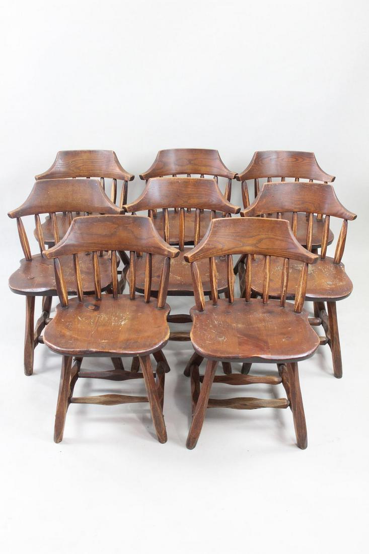 Set of 8 Hunt Country Rustic Tavern Dining Chairs, 4 of 4. (1 of 11)