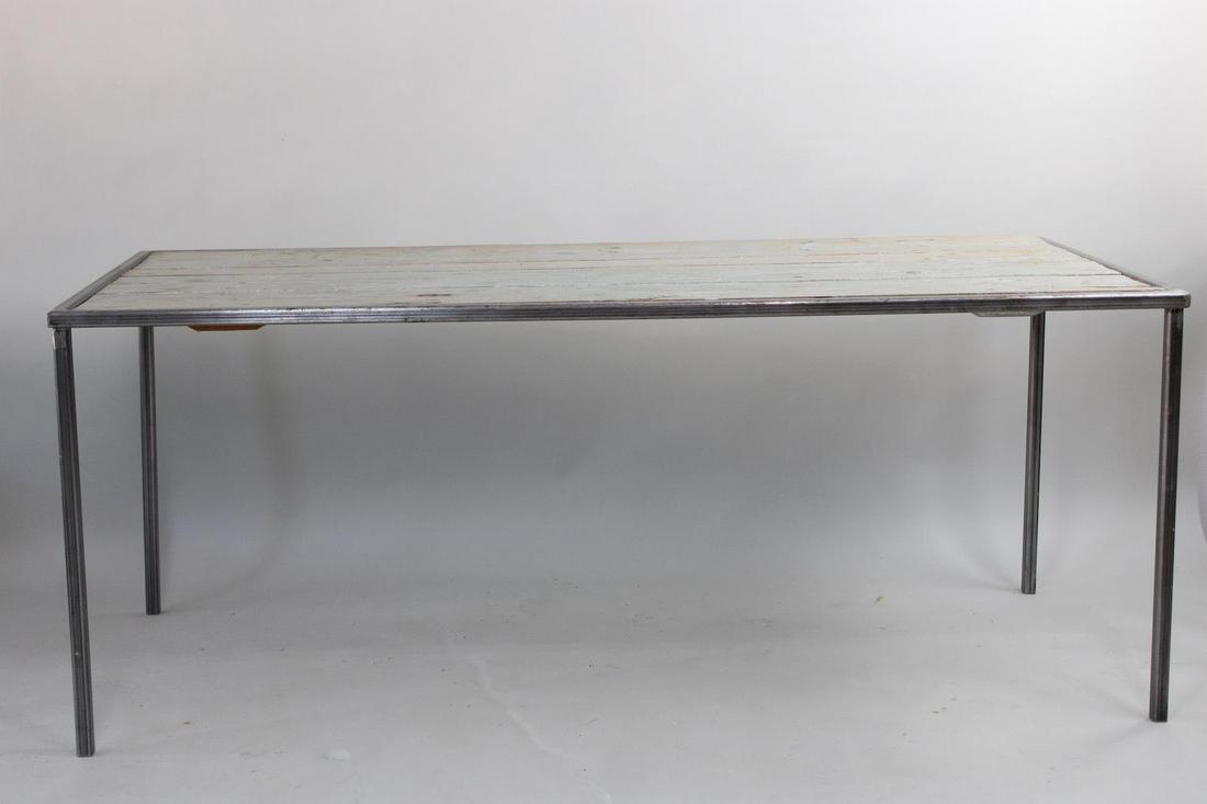 Farm Table Made of Reclaimed Barn Door w/ Steel Frame (1 of 10)