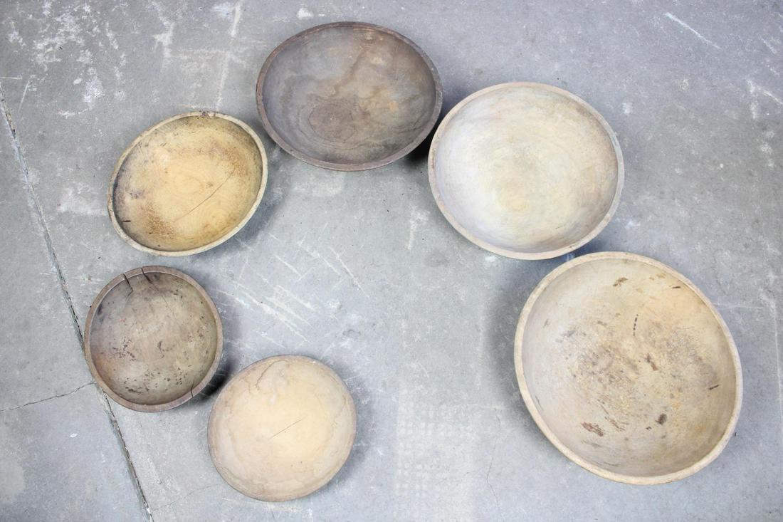 Lot of 6 Primitive Wooden Bowls (1 of 17)