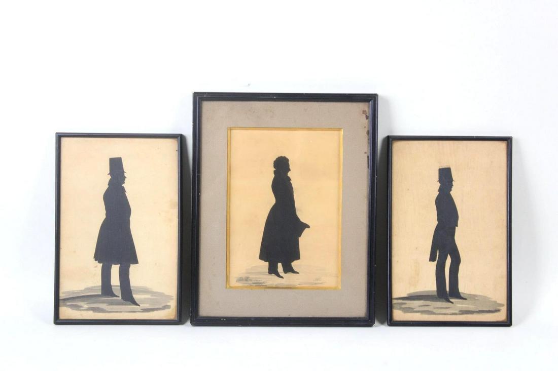 Lot of 3 Framed 19th C Silhouette Portraits of Gentlemen (1 of 12)