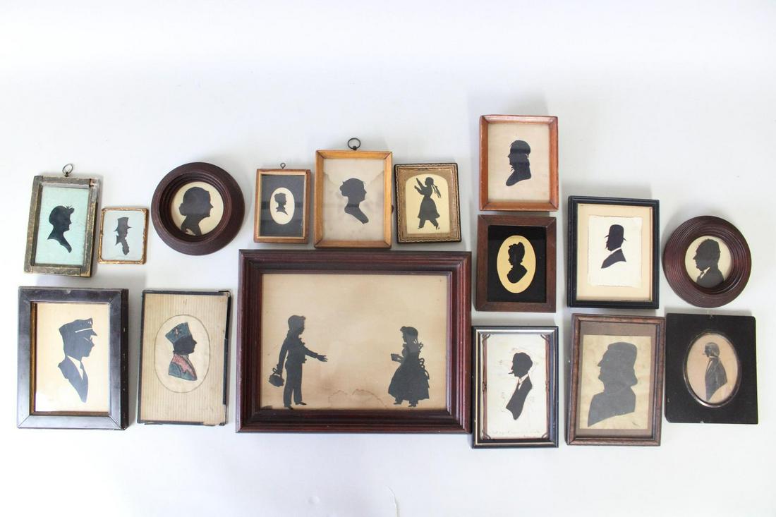 Lot of 16 Antique Framed Silhouette Portraits w/ Some Unusual Examples (1 of 20)