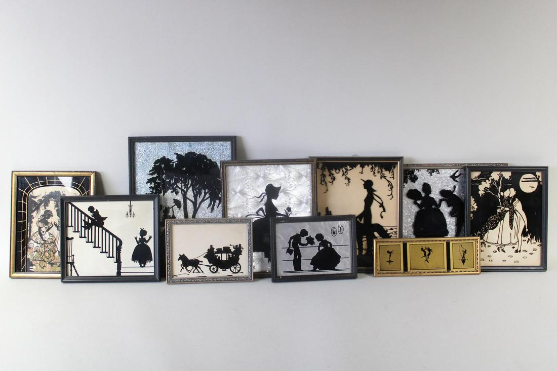 Lot of 10 Reverse Painted Silhouette Portraits; K.W. Diefenbach Divine Youth (1 of 20)