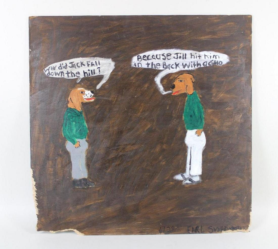 Earl Swanigan Outsider Art Painting, 2 Dogs Telling a Dirty Joke (1 of 10)