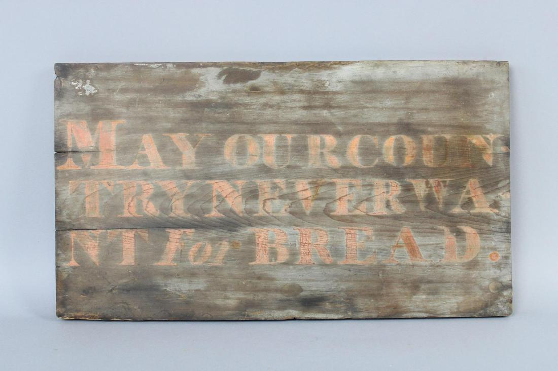 Hand Painted Folk Art Sign, May Our Country Never Want For Bread (1 of 7)