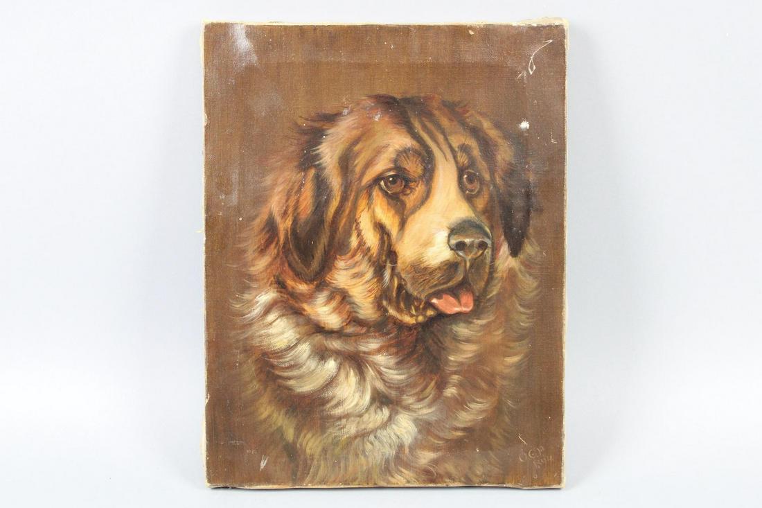 Oil Painting of a Saint Bernard, Signed O.G.P 1894 (1 of 9)