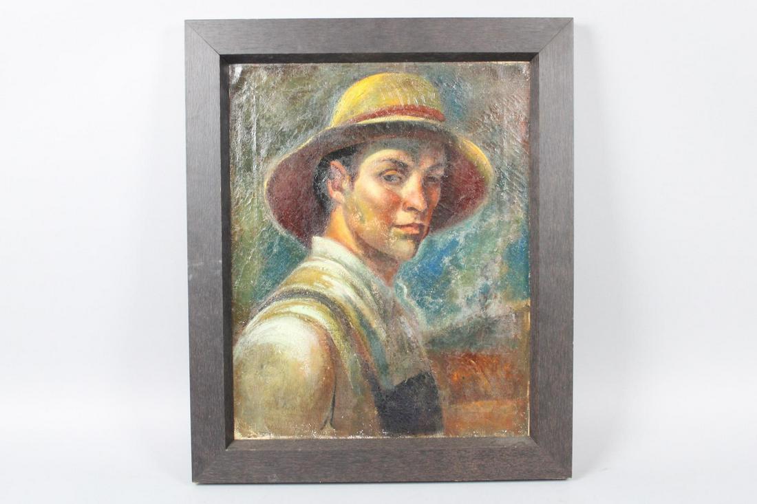 Framed Oil Painting of a Farmer, Michael Lenson WPA Regionalist Style (1 of 10)