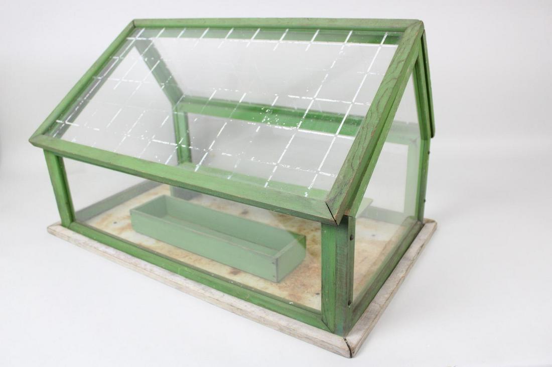Green Wood & Glass Tabletop Greenhouse or Terrarium, Wolverine Supply (1 of 16)