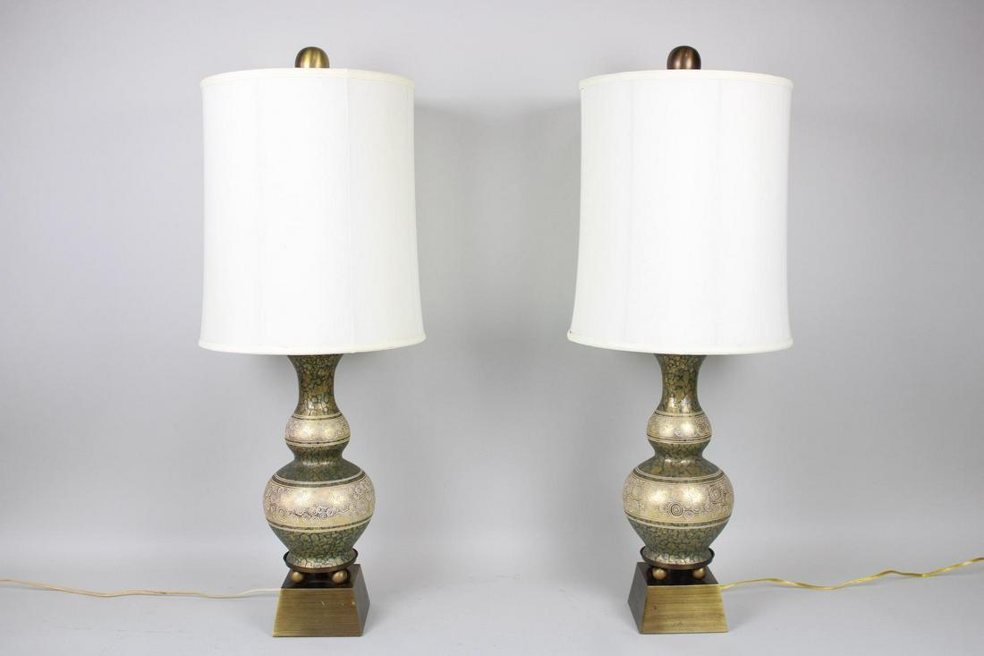 Pair of Viennese Art Nouveau Enamel Table Lamps (1 of 9)