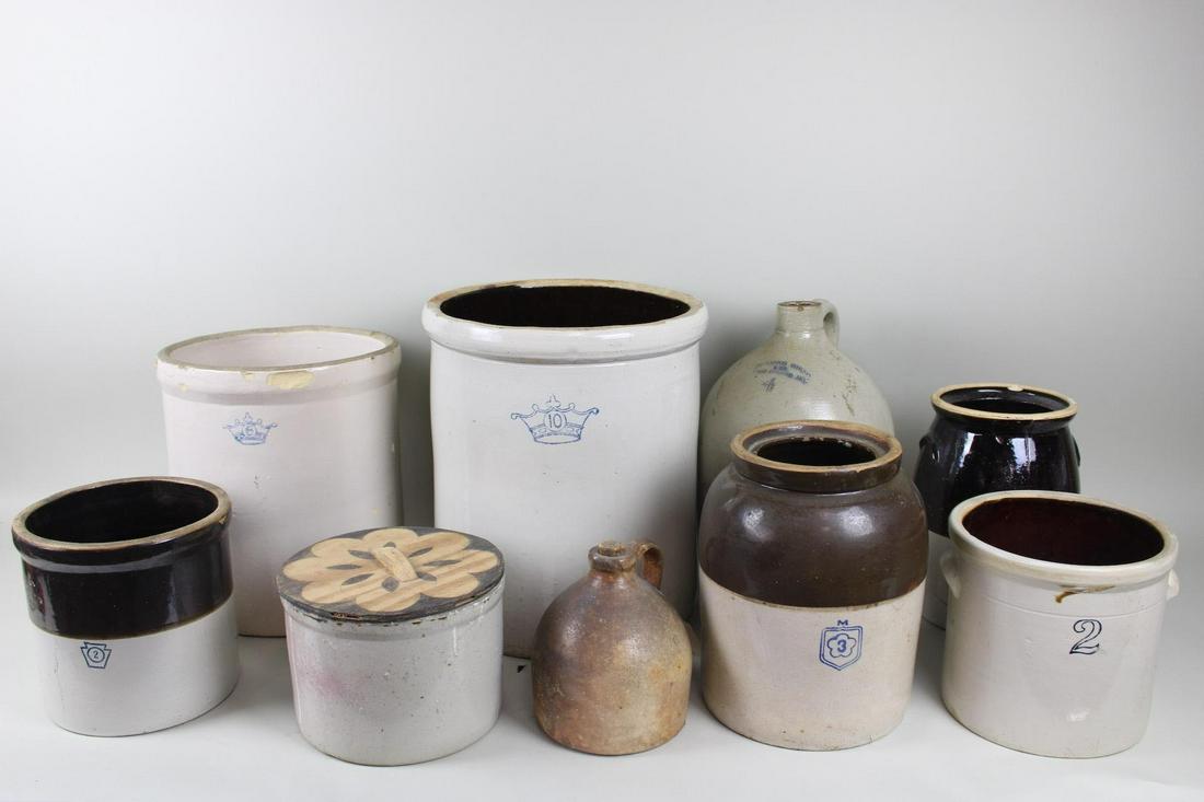 Lot of 9 Stoneware Crocks & Jugs (1 of 18)