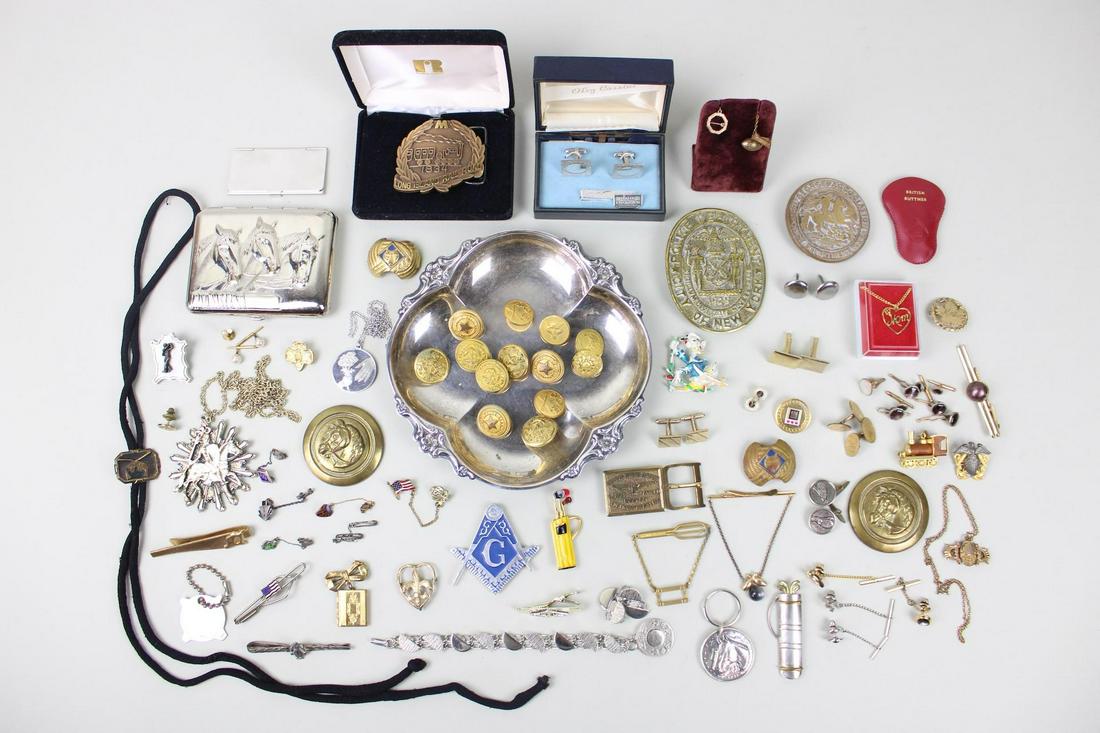 Large 50+ Piece Lot Costume Jewelry, Sports, Horses, Military & More (1 of 18)