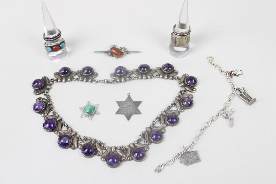 11 Piece Sterling Silver Jewelry Lot, incl. Los Castillo Mexico Choker (1 of 18)