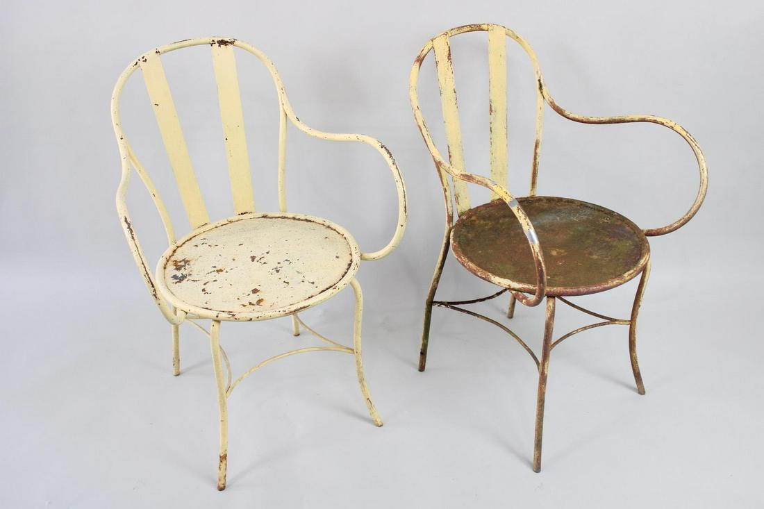Pair of Painted Metal Medical Arm Chairs, Garden Chairs (1 of 13)