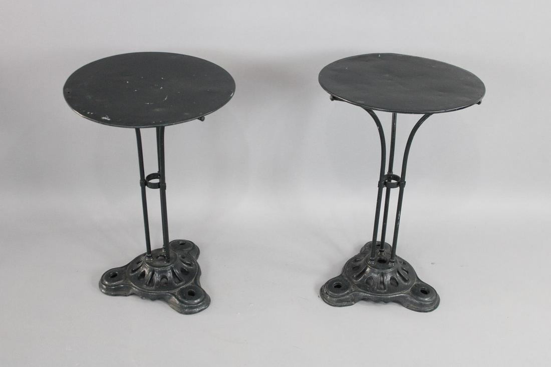 Pair of Black Cast Iron Base Outdoor Bistro Tables (1 of 9)