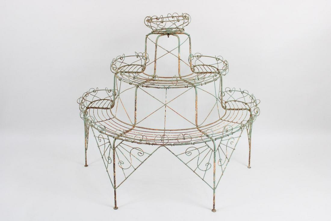 Victorian Green Painted Wire 3-Tier Plant Stand (1 of 8)