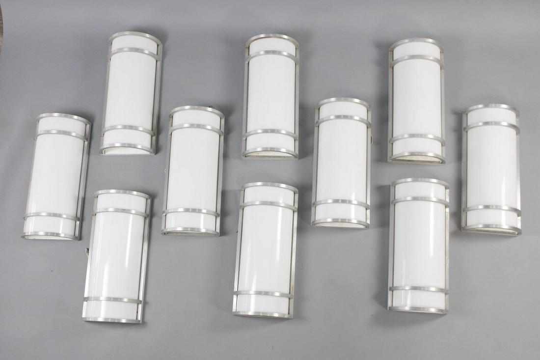 Set of 10 Art Deco Style Aluminum Theater Sconces (1 of 10)