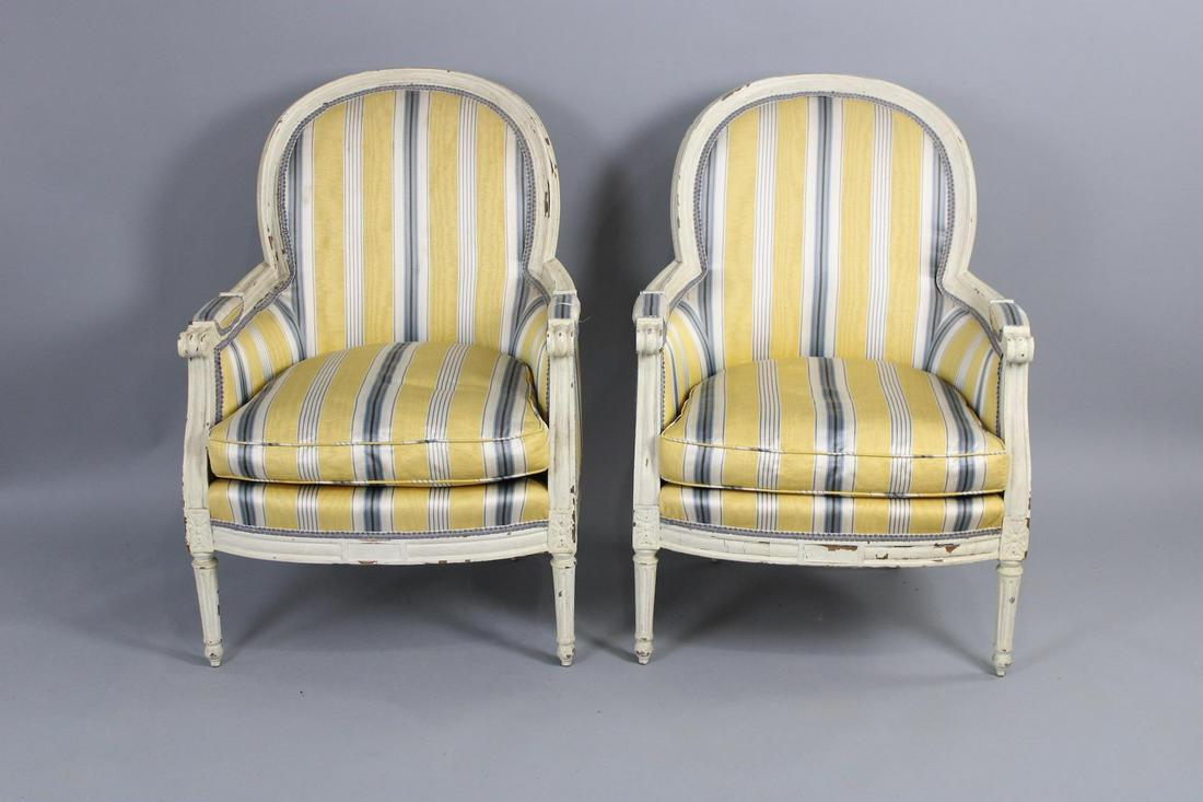 Pair of French Bergere Chairs, Louis XVI Style (1 of 14)