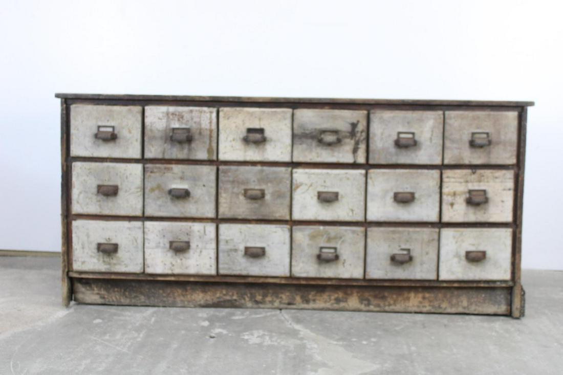 Original Painted Country Store Apothecary Muti-Drawer Cabinet Counter (1 of 14)