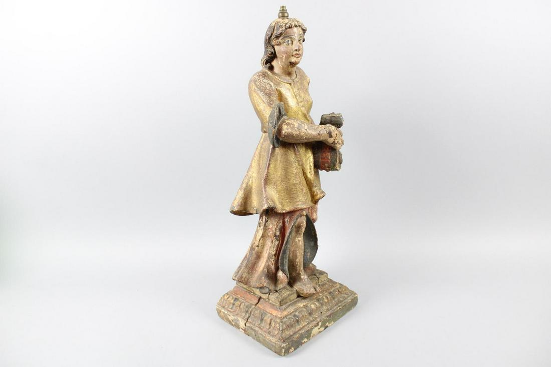 19th C. Carved Wood Polychrome Religious Figure Statue (1 of 17)