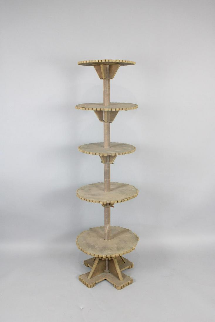 5-ft Primitive Handmade Wood 5-Tier Rotary Display Shelf (1 of 8)