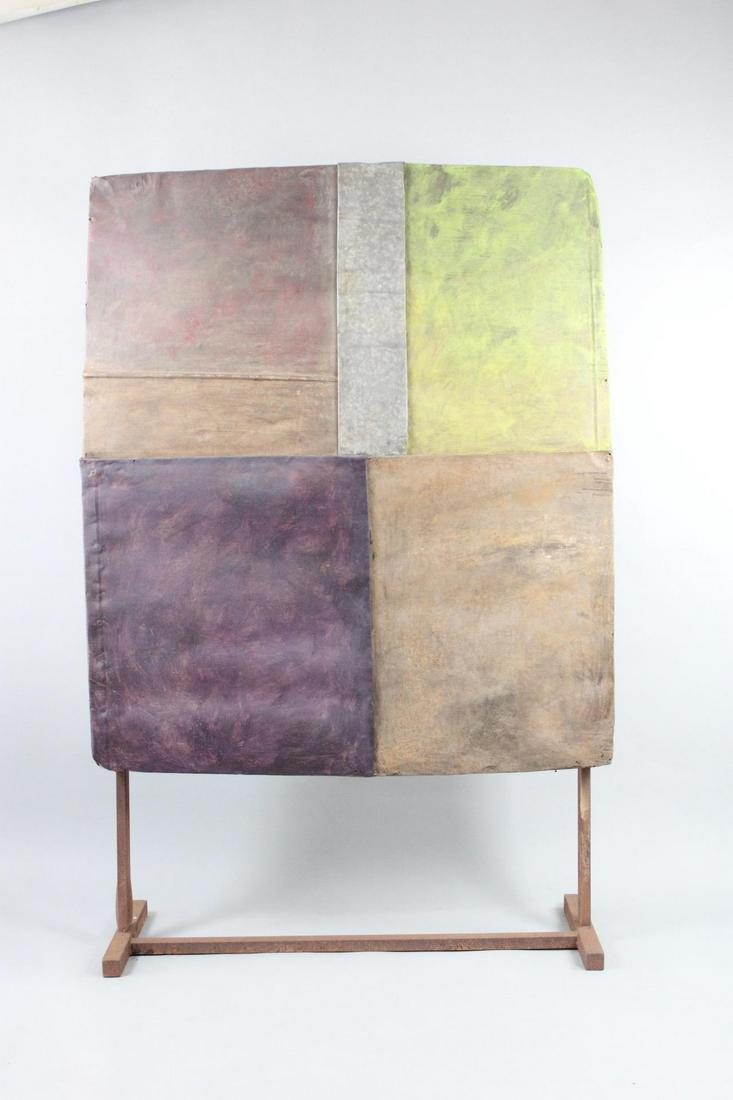 Found Object Art Painted Sculpture on Custom Stand, Buggy Roof (1 of 15)