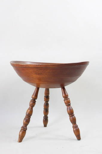 Antique Primitive Wooden Tripod Yarn Or Dough Bowl