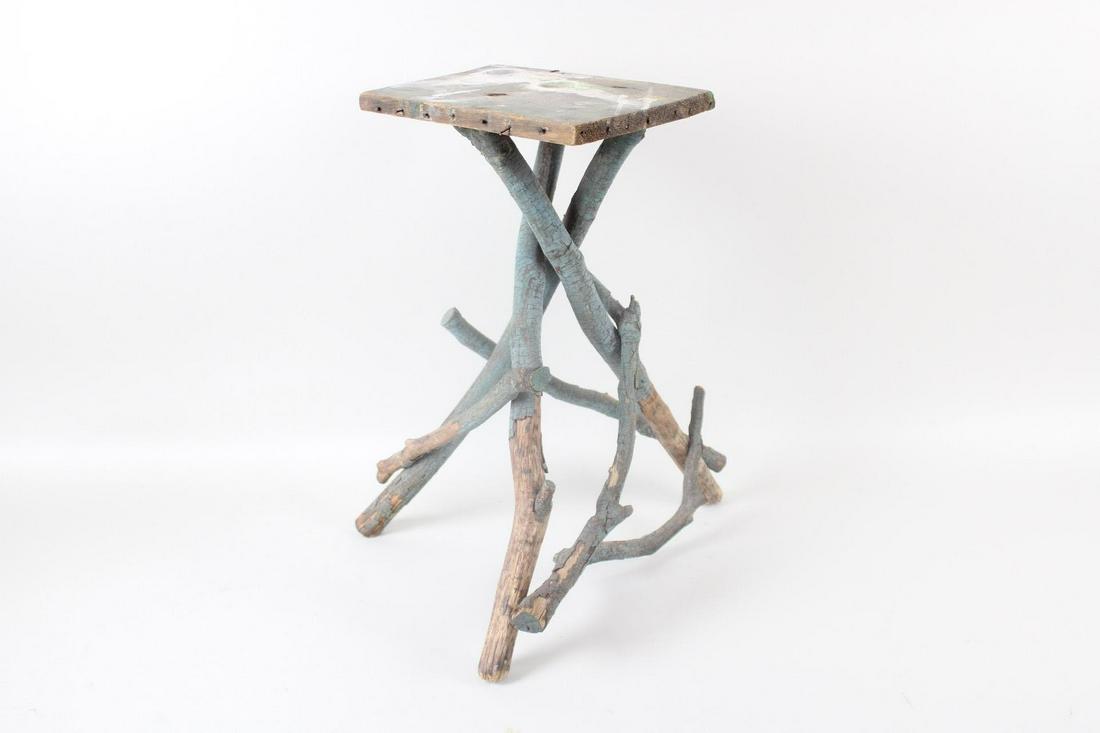 Primitive Adirondack Twig Side Table, Painted Blue (1 of 8)