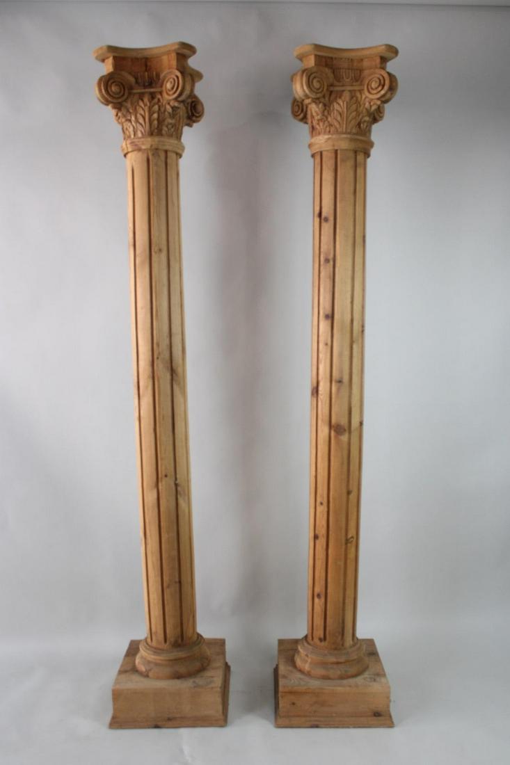 Pair 8-ft Fluted Ionic Wood Columns with Corinthian Capitals, 2 of 2 (1 of 7)