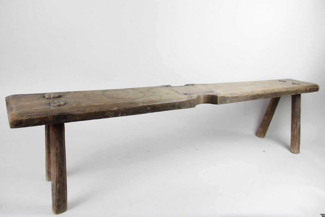 Primitive Wooden Peg Leg Bench (1 of 8)