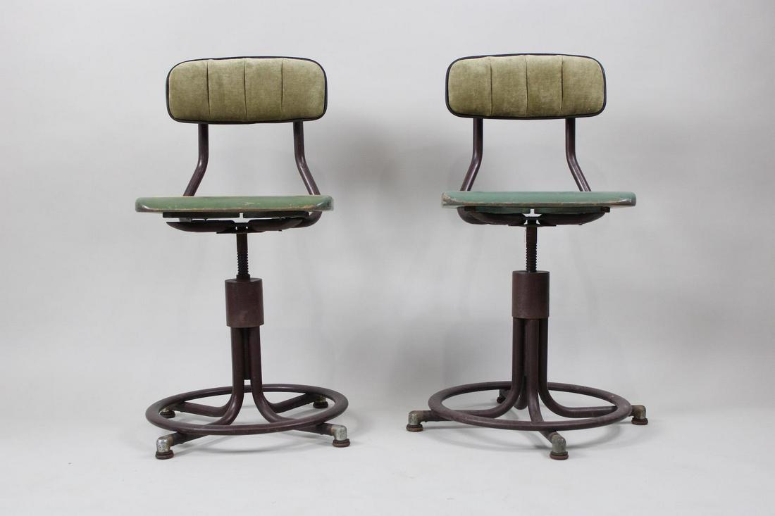 Pair of Industrial Caned Seat Stools (1 of 14)