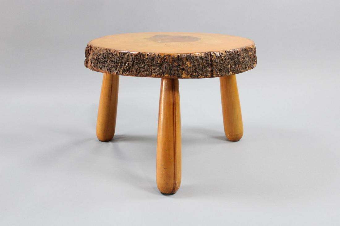 Live Edge Wood Round Side Table, Mid Century Modern (1 of 7)