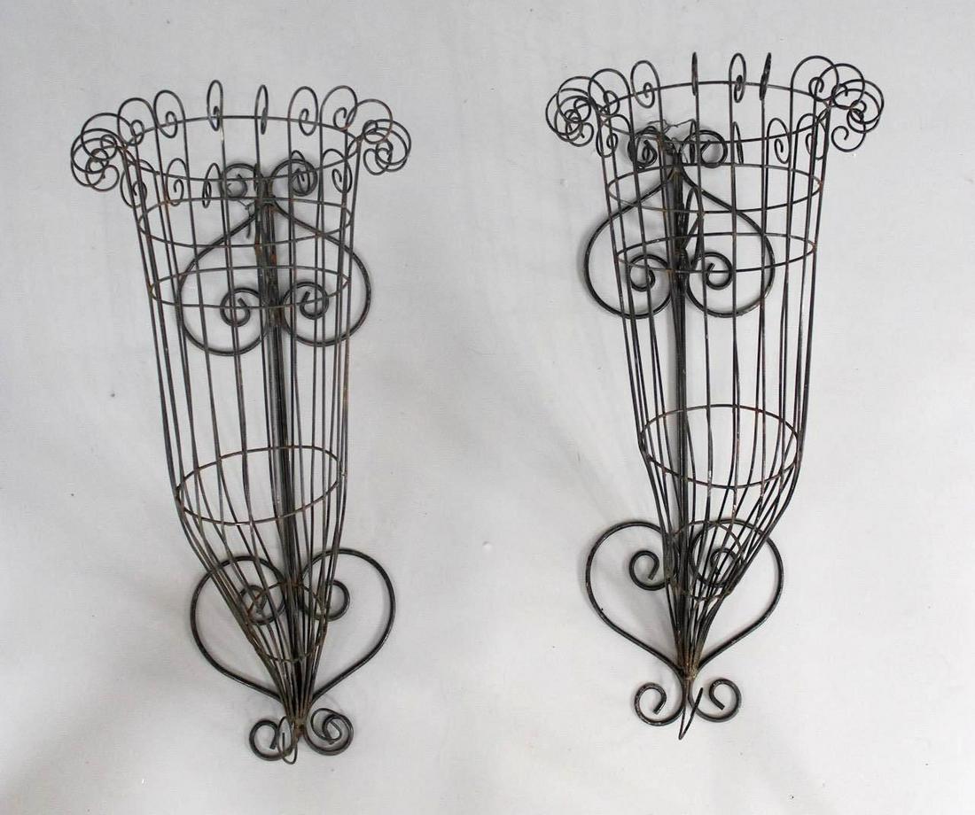 Pair of Wall Mounted Wire Cornucopia Plant Holders (1 of 10)