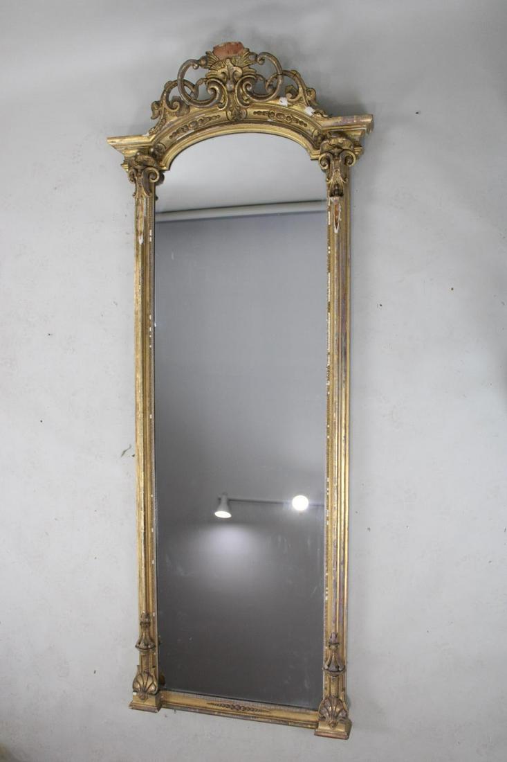 19th C. Baroque Carved Gold Gilt Wood Pier Mirror (1 of 15)