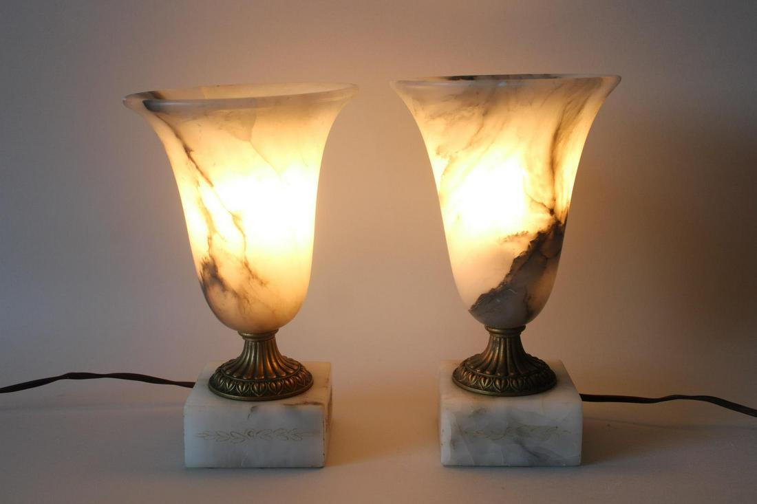 Pair of Neoclassical Marble Table Lamps (1 of 10)