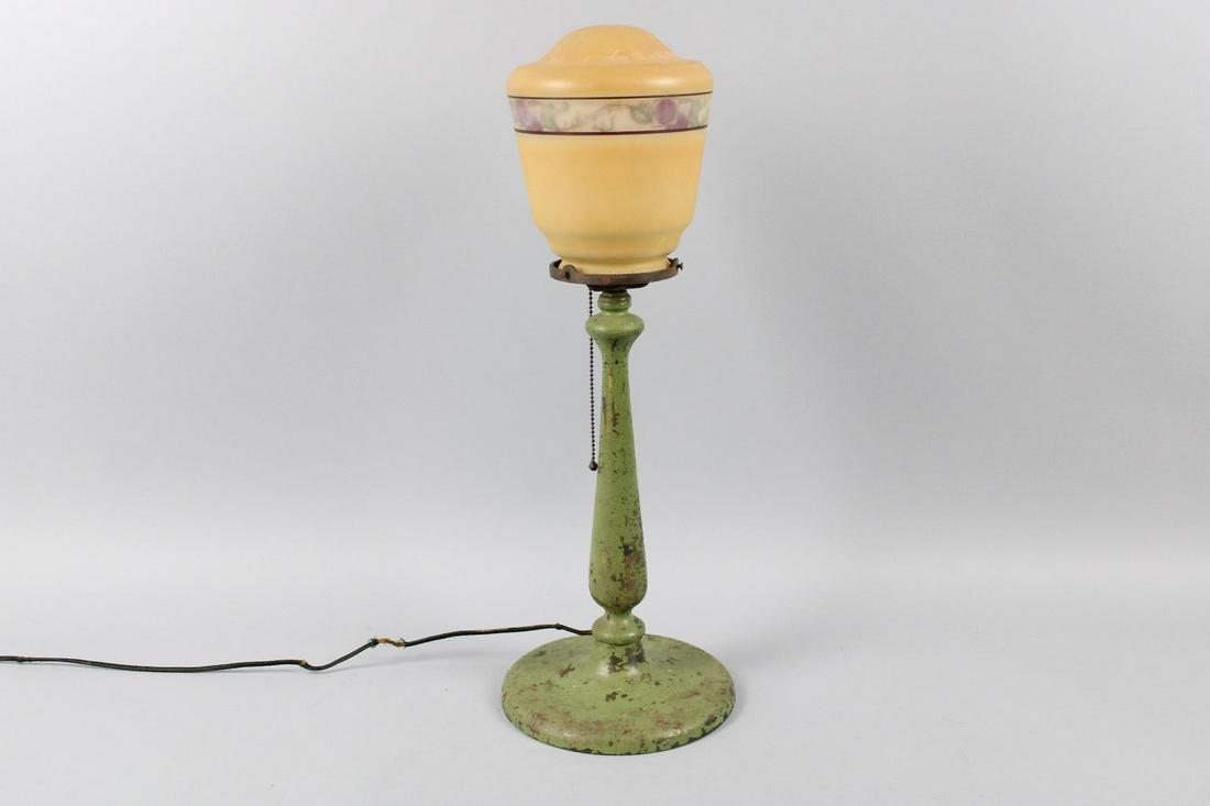 Art Nouveau Table Lamp w/ Frosted Glass Shade (1 of 8)