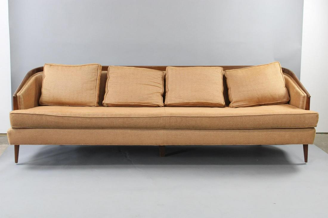 Mid-Century Modern John Stuart Style Upholstered Sofa w/ Wood Frame (1 of 15)