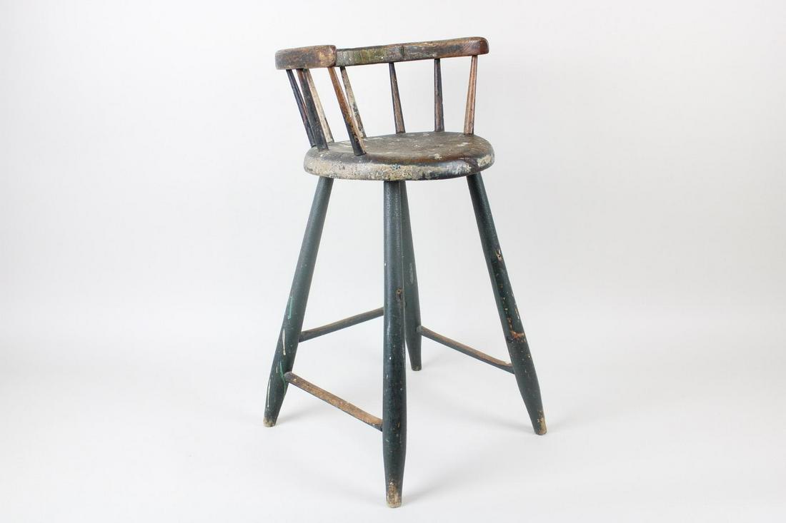 Primitive Green Painted Wood Windsor High Chair (1 of 15)