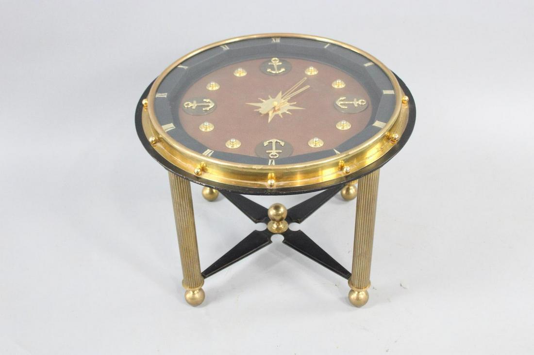 Nautical Clock Brass Occasional Table, Jacques Ardnet style (1 of 11)