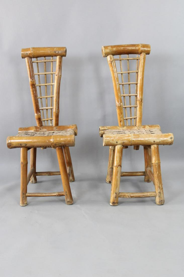 Pair of Mid Century Modern Angular Bamboo Side Chairs (1 of 16)